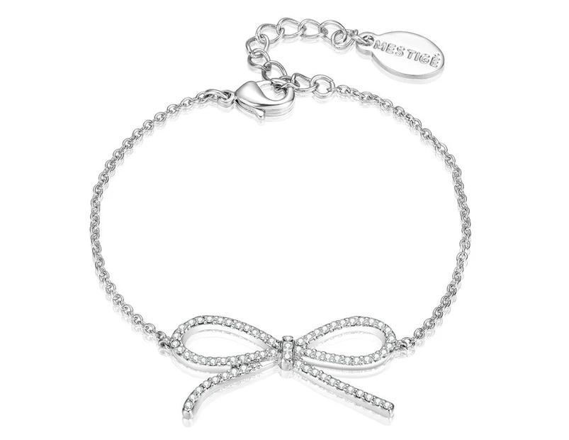 Mestige Crystal Bow Bracelet w/ Swarovski® Crystals - Silver