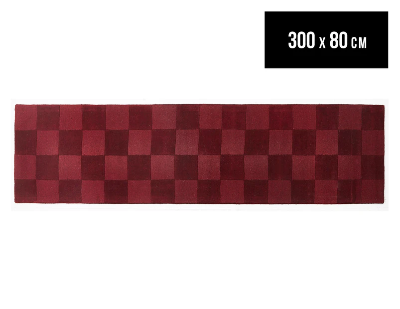 Classic Border 300cm x 80cm Runner Rug - Red