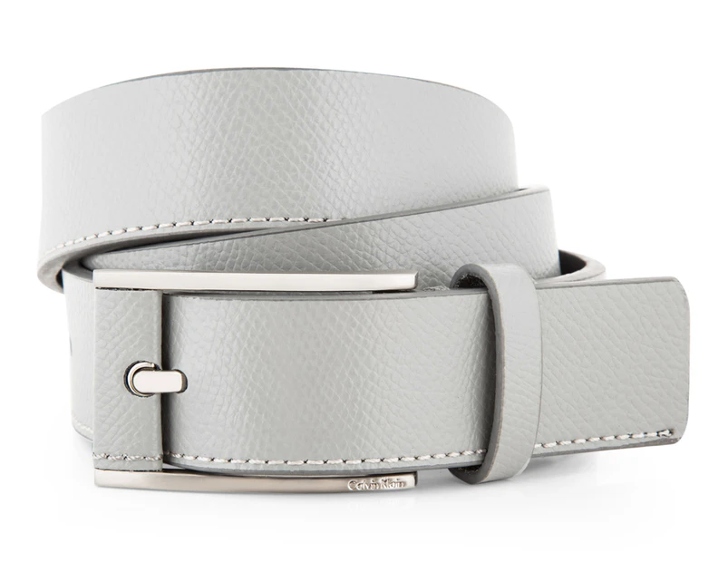 CK Men's Leather Bule End Belt - Grey