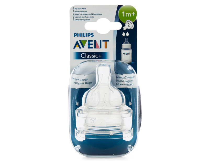 Philips AVENT Classic+ 2-Hole Slow Flow Teats 2-Pack - 1 Month