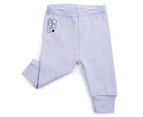 Bonds Baby Size 000 Ribbies Stretchy Legging - Lilac/Bowtie