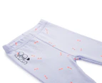 Bonds Baby Size 000 Ribbies Stretchy Legging - Lilac/Bowtie