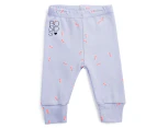 Bonds Baby Size 000 Ribbies Stretchy Legging - Lilac/Bowtie