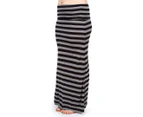 17 Sundays Women's Plus Size Roll Waist Maxi Skirt - Grey Marle/Black Stripe