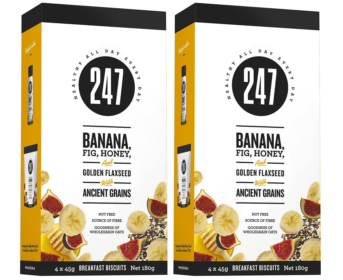 2 X 247 Breakfast Biscuits Banana Fig Honey And Golden Flaxseed W