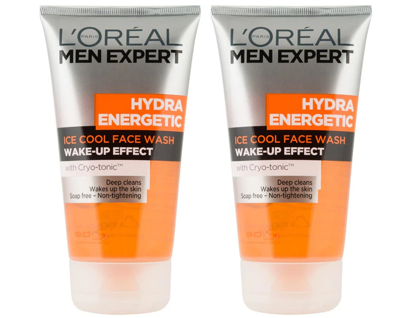 2 x L'Oréal Men Expert Hydra Energetic Face Wash 150mL