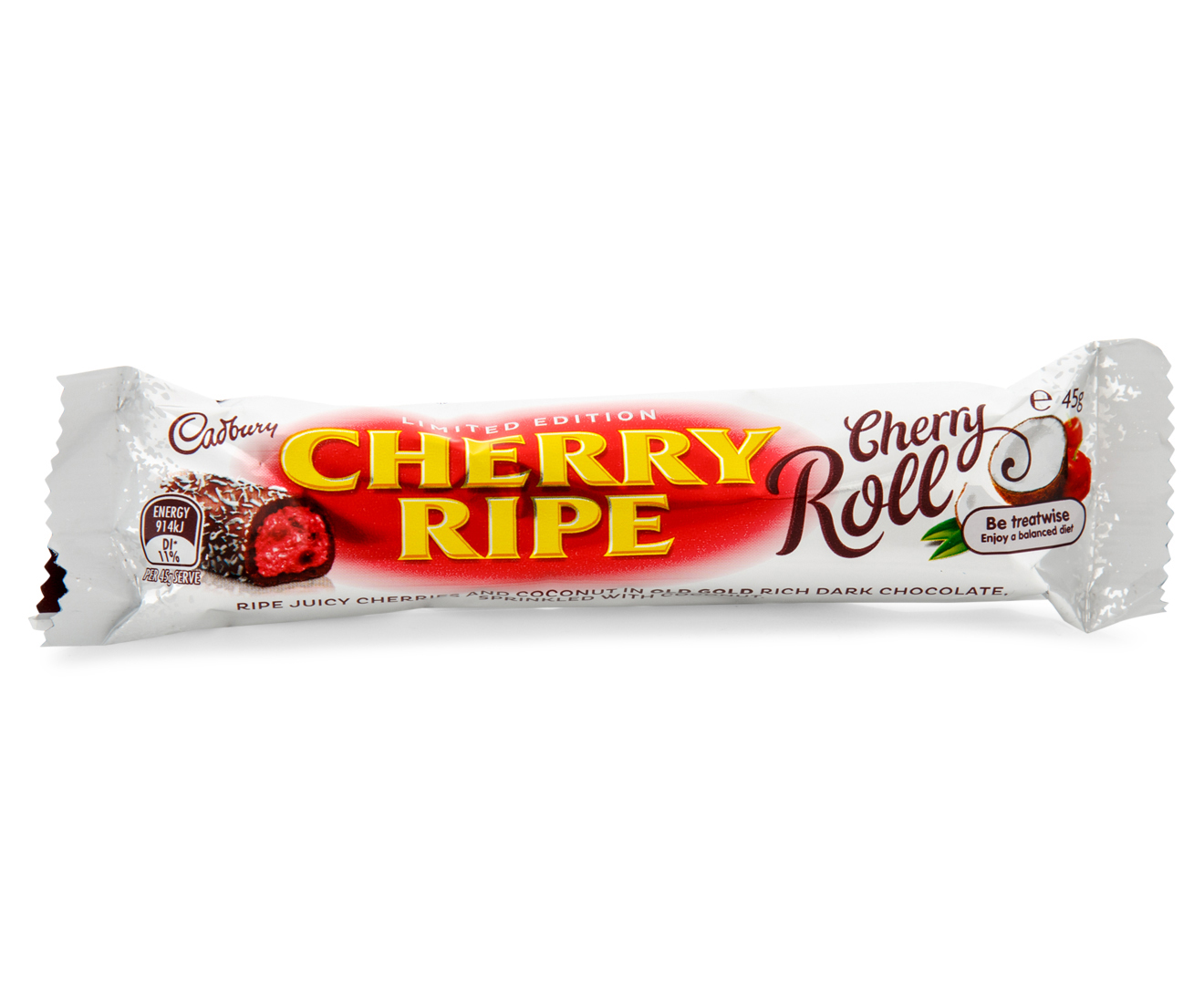 36 x Cadbury Cherry Ripe Cherry Roll Bar 45g | Catch.com.au