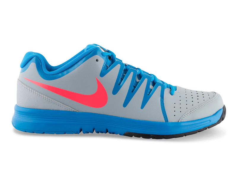 Nike Vapor Men's Court Shoe - Light Magnet Grey/Hyper Punch-Phthalo Blue 