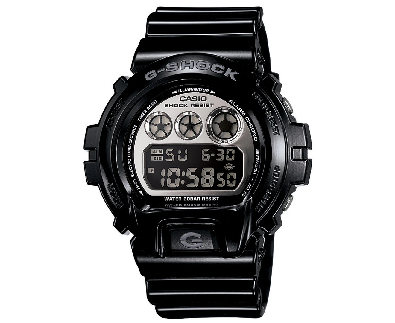 G-Shock Multi-Alarm Black Band Silver Dial Digital Watch DW6900NB-1