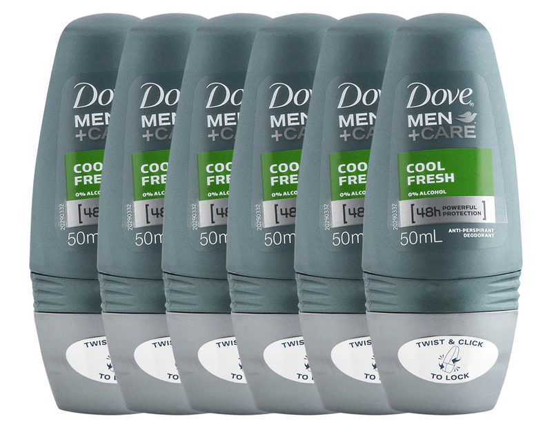 6 x Dove Men+Care Roll-On Deodorant Cool Fresh 50mL