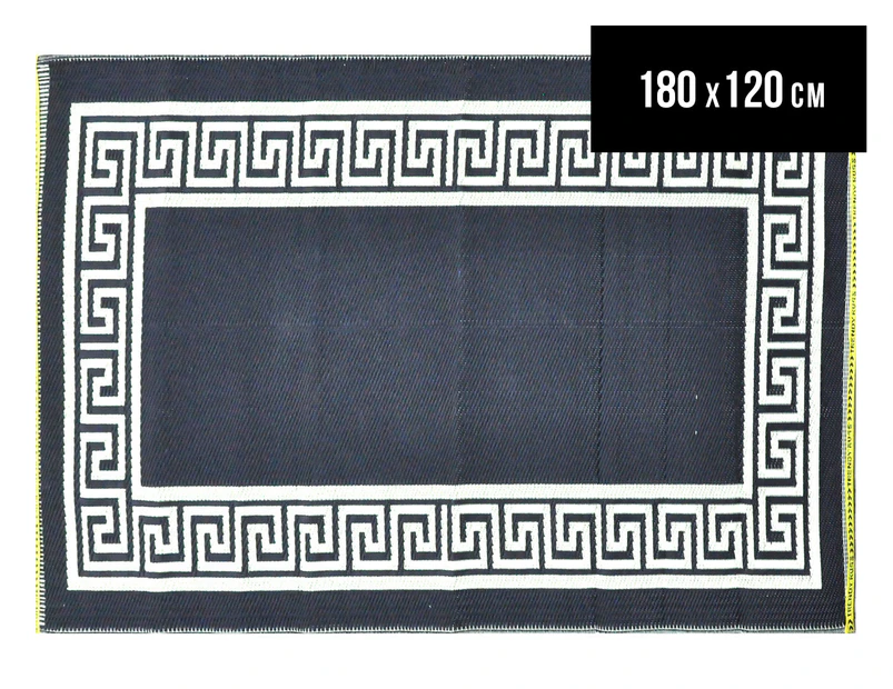 Greek Key 180x120cm Recycled Outdoor Rug - Navy/White