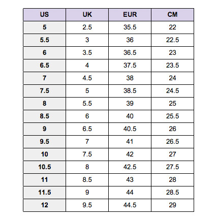 nike women's slippers size chart