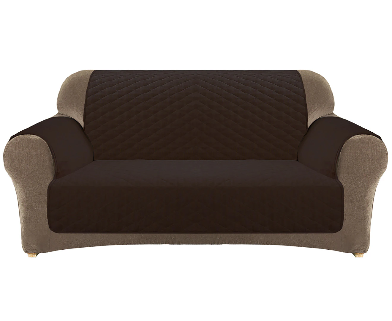 Custom Fit 2-Seater Sofa Cover Protector - Coffee