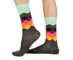 Happy Socks Men's Size 41-46 Fade Diamonds Crew Sock - Turquoise/Multi