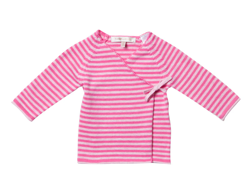 Fox & Finch Baby Naissance Striped Knit Matinee - Berry Pink