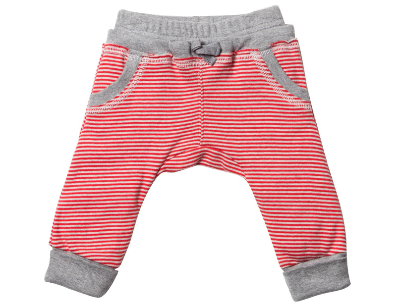 Fox & Finch Babies' 6 Months Brit Striped Soft Pant - Red/Cream