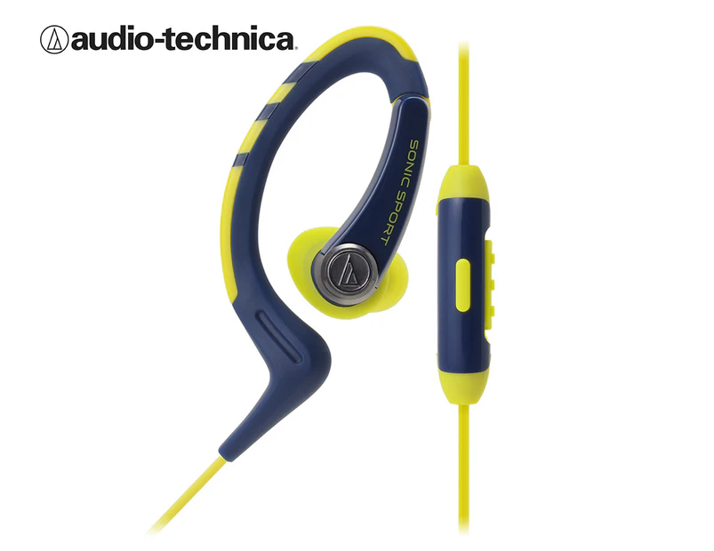 Audio-Technica Water-Resistant In-Ear Sport Headphones - Navy/Yellow