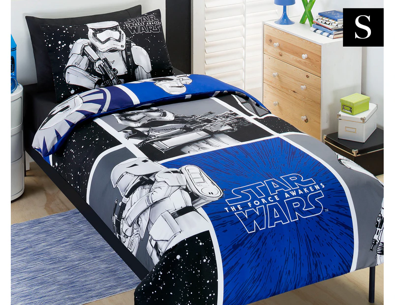 Kids' Star Wars Movie Storm Trooper Single Quilt Cover Set - Blue/Black
