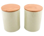 Fusion Large Wide Cannister with Bamboo Lid 2-Pack - Mint Dash