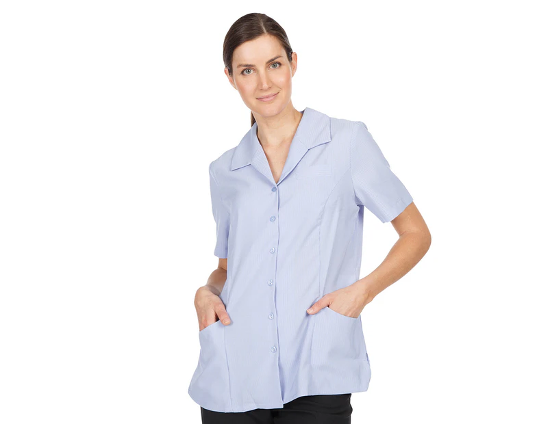 Totally Corporate Women's Short Sleeve Long Blouse - Blue