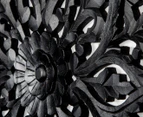 Carved Flower 60x60cm Wooden Wall Hanging - Solid Black