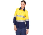KingGee Women's WorkCool Reflective Spliced Long Sleeve Shirt - Yellow/Navy