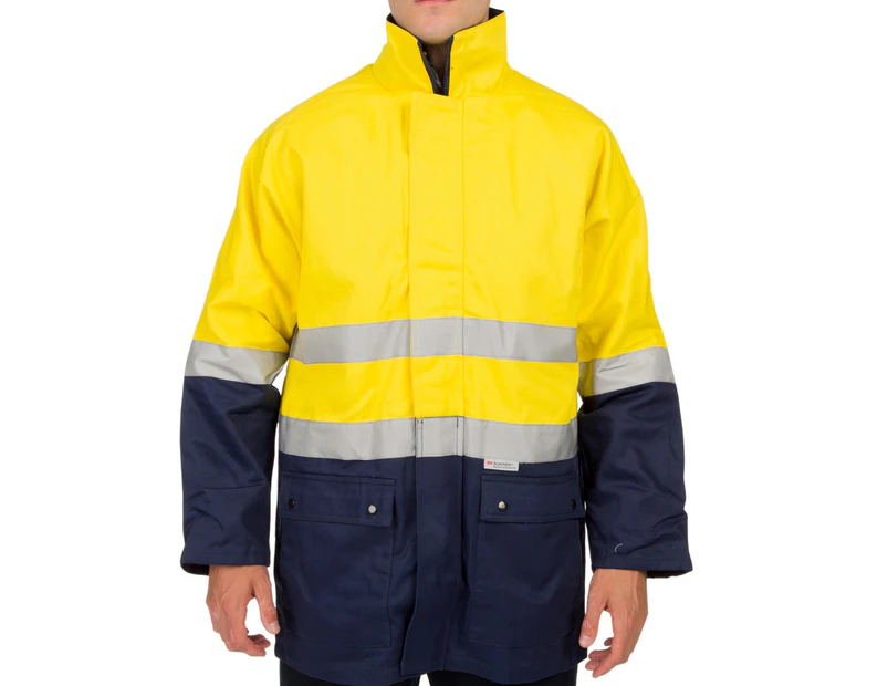 Four-In-One Men's Hi-Visibility Day/Night Jacket - Yellow/Navy