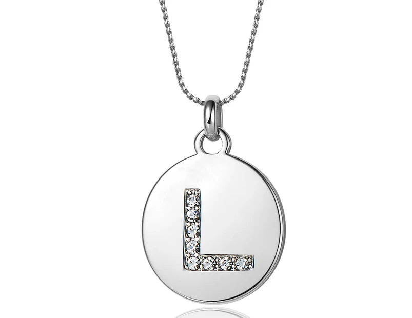 Mestige Medallion Crystal Initial Necklace - Letter L