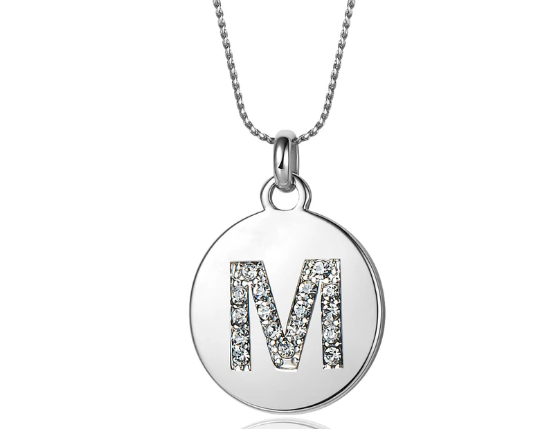 Mestige Medallion Crystal Initial Necklace - Letter M