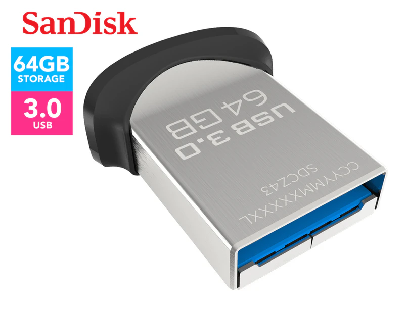 SanDisk 64GB Ultra Fit USB 3.0 Flash Drive - Black