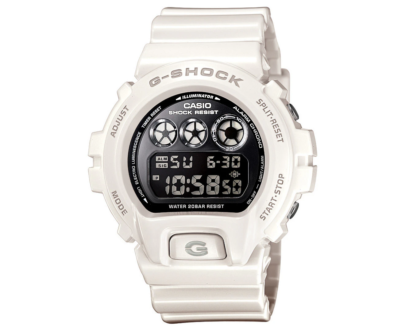 G-Shock Multi-Alarm White Band Black Dial Digital Watch DW6900NB-7