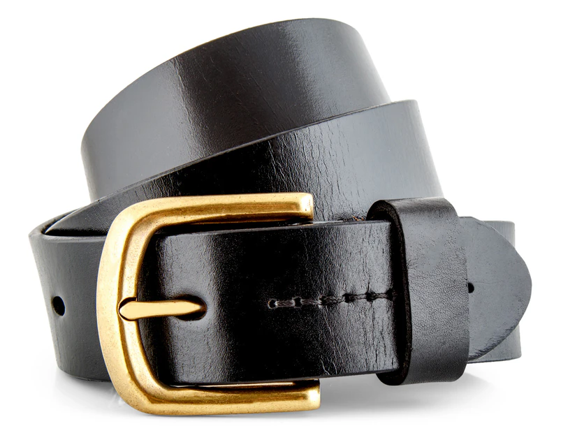 Eclectics Men's Stitch Full Grain Leather Belt - Black