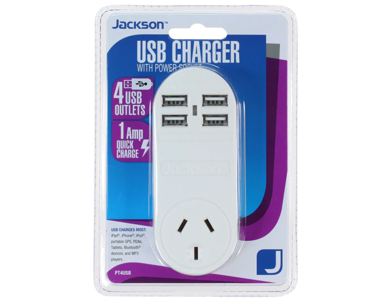 Jackson 4-USB Charger w/ Mains Power Socket