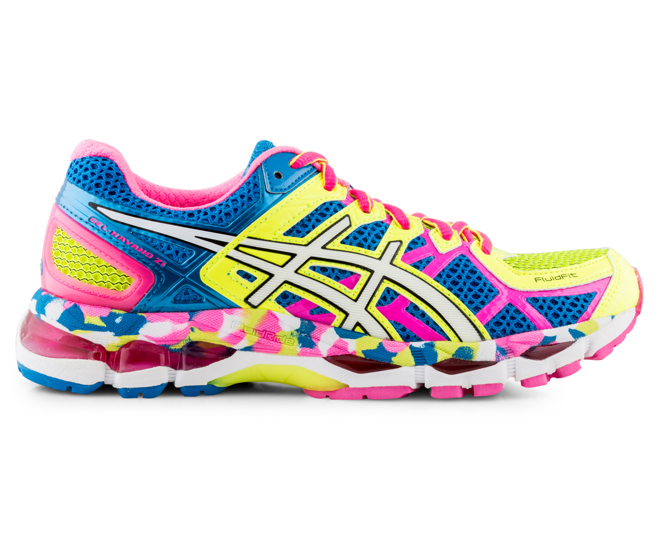 ASICS Women s GEL Kayano 21 Shoe Flash Yellow Pink Blue Catch