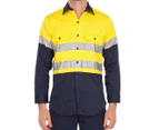 Hard Yakka Men's Size M Long Sleeve Actew Shirt - Yellow/Navy