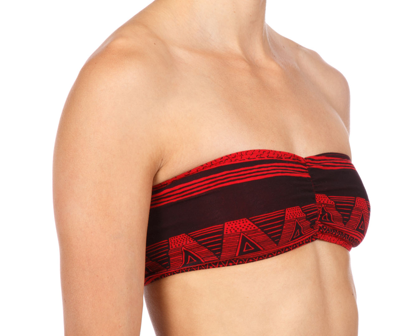 American Apparel Women's Printed Ruched Front Tube Bra - Red/Black