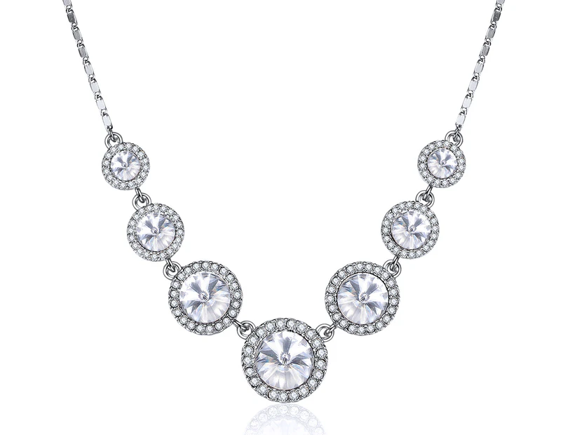 Lauxes Women's Crystal Snowfall Necklace - Silver Rhodium Colour Plated