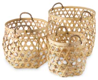 Set of 3 Nested Bamboo Storage Baskets - Natural