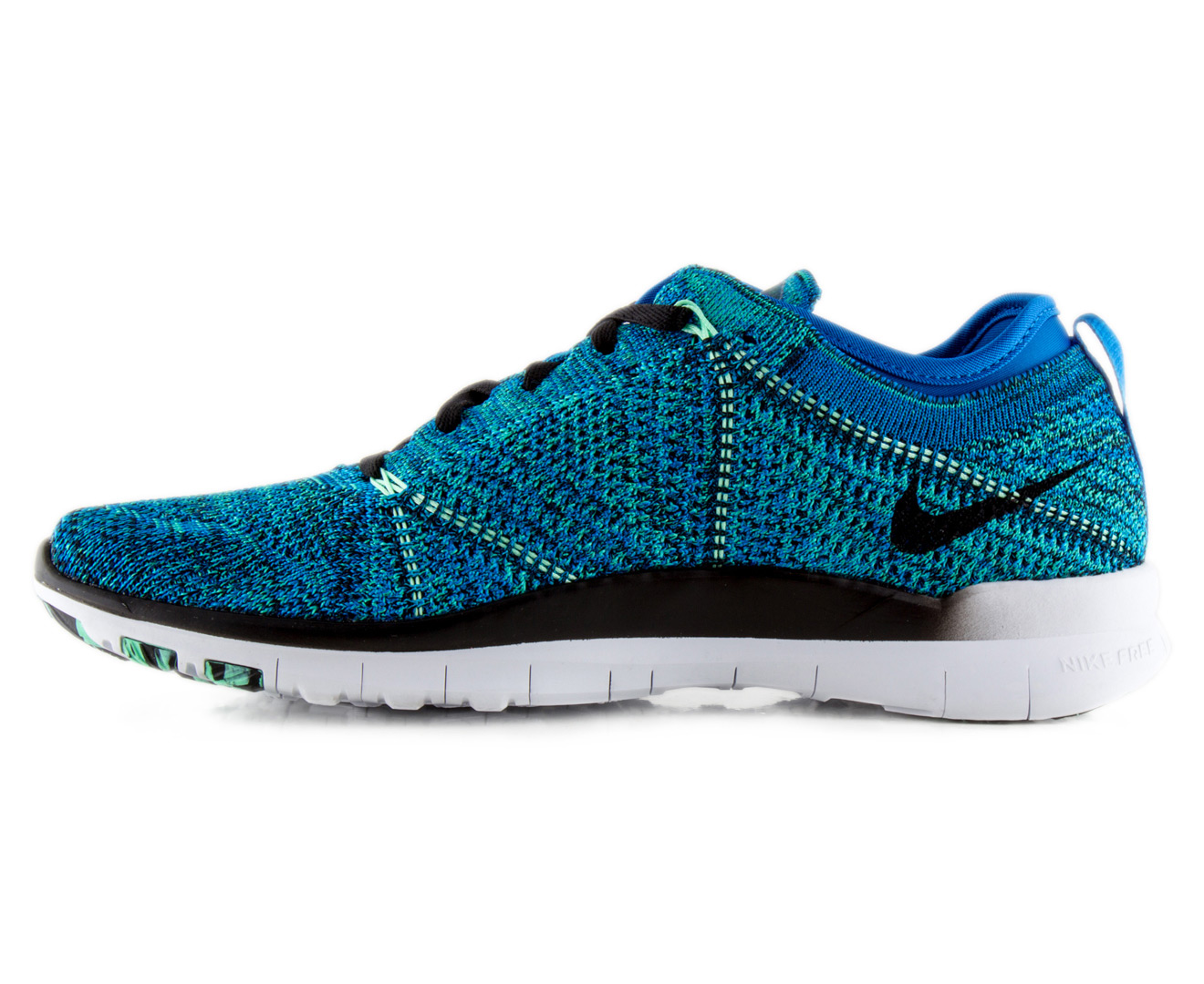 nike training free tr flyknit sneakers in gray and blue