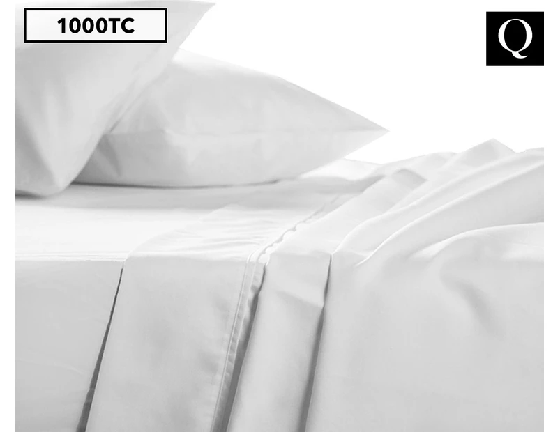 1000TC Luxury Queen Bed Sheet Set - White
