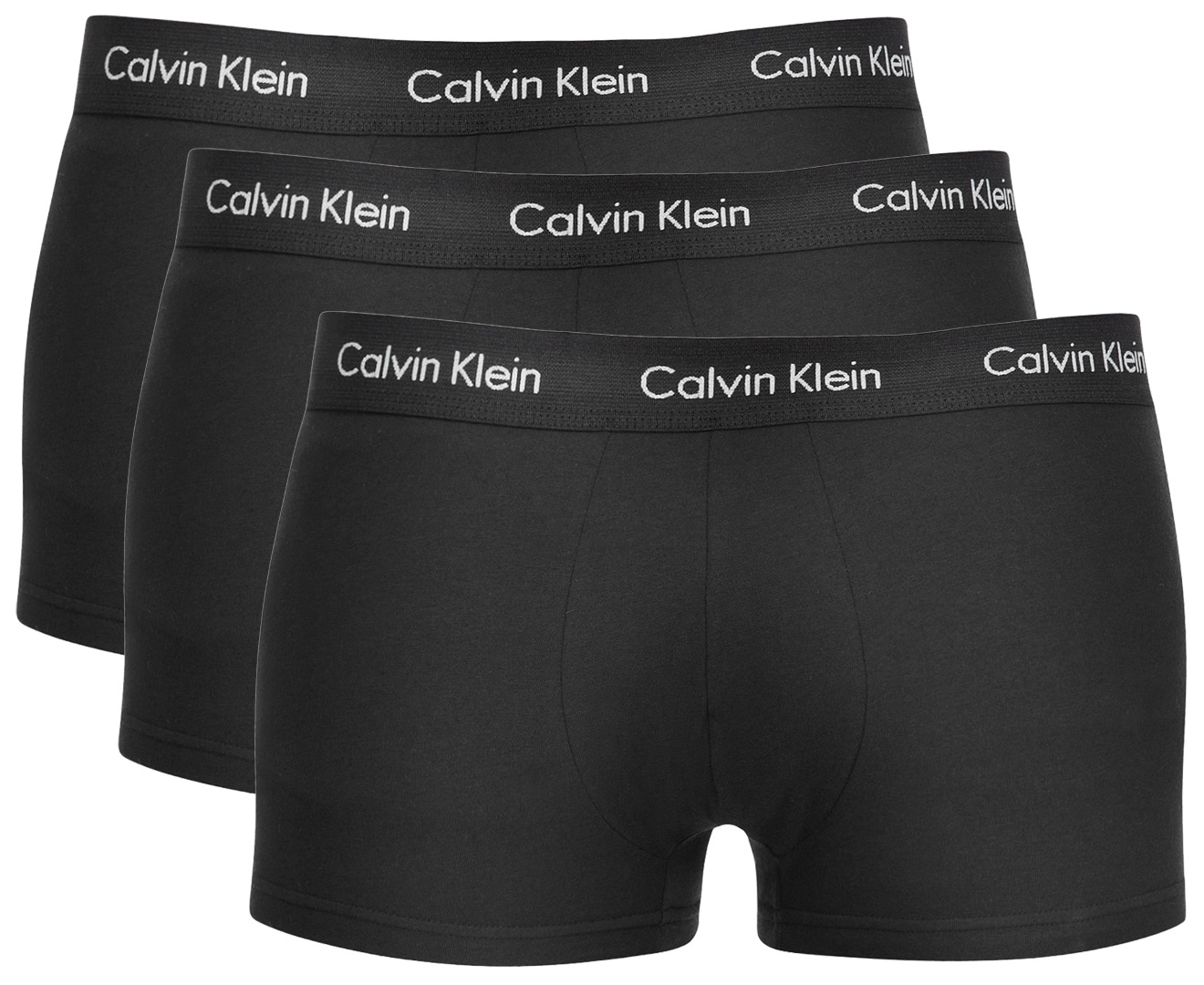 Calvin Klein Men's Cotton Stretch Low Rise Trunks 3-Pack - Black ...