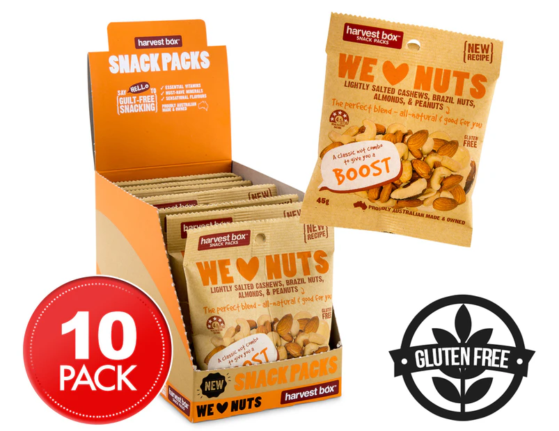 10 x Harvest Box Snack Packs We Love Nuts 45g