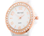 Mestige Women's Champagne Silicon Watch - White/Rose Gold