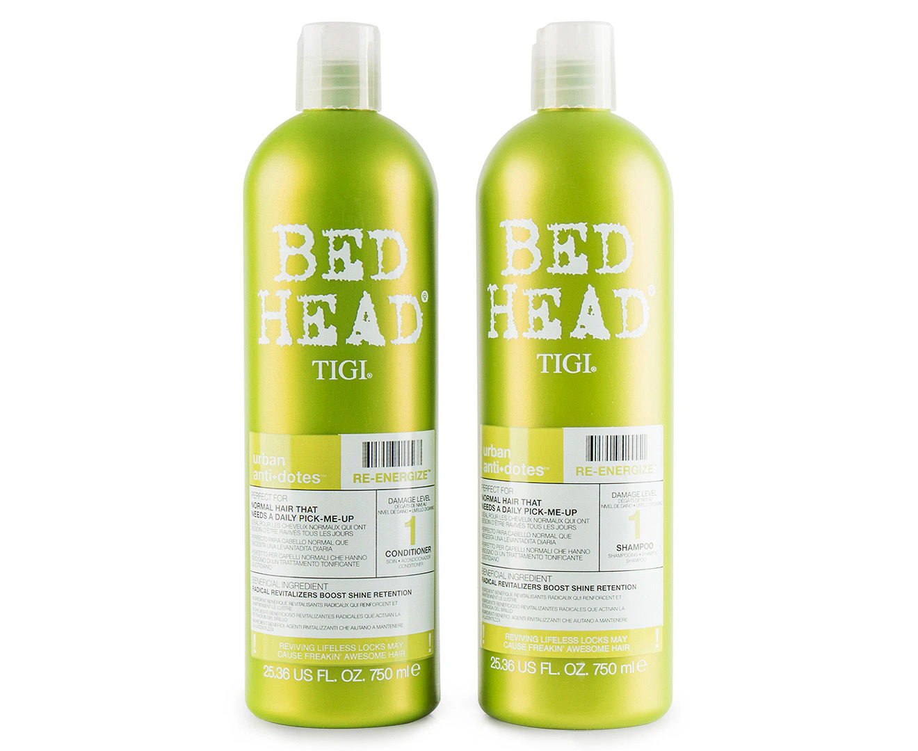 TIGI Bed Head Re-Energize Shampoo & Conditioner Pack 750mL