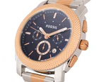 Fossil Men's 44mm Machine Chronograph Two-Tone Watch - Silver/Rose Gold