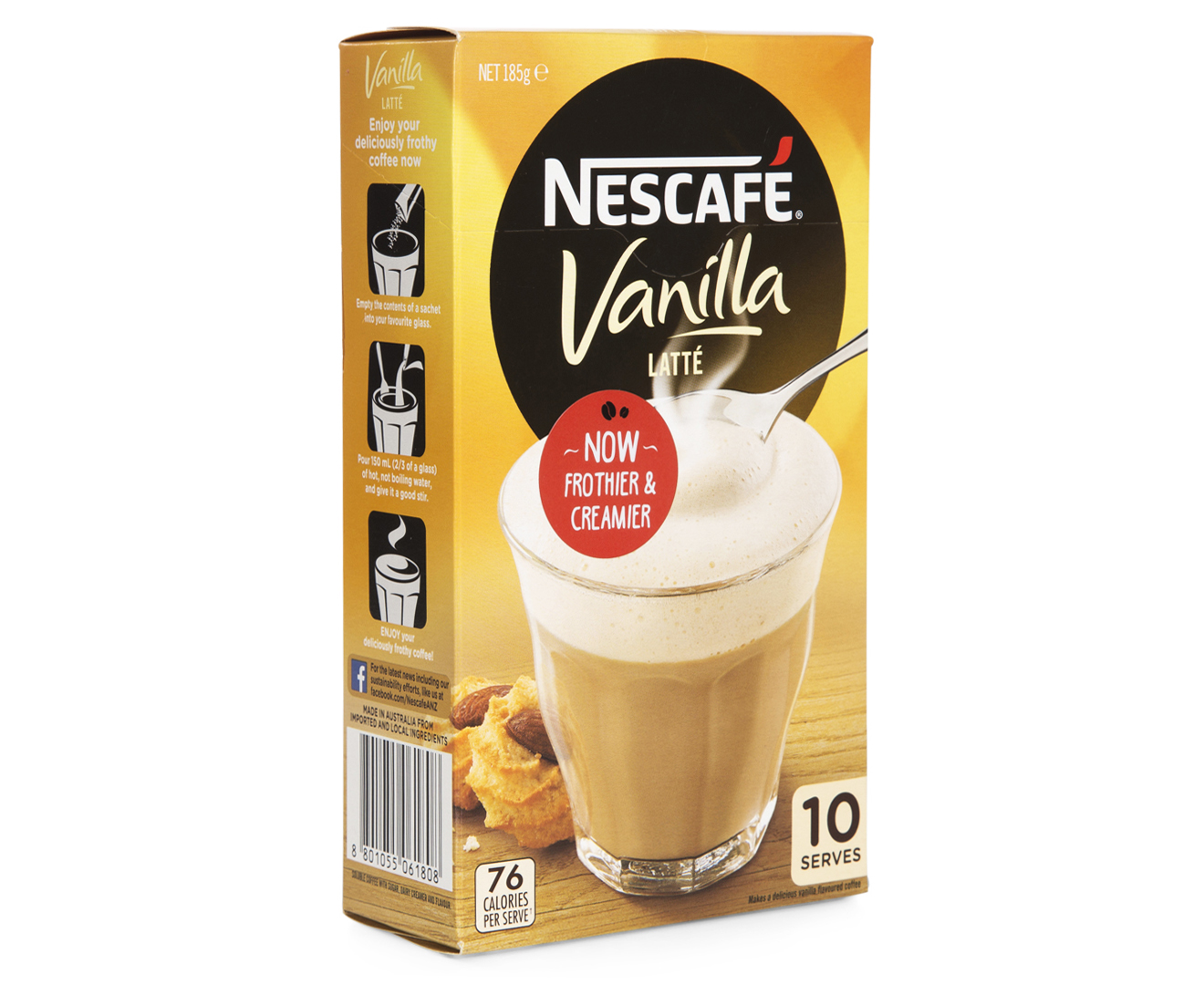 2 x nescaf vanilla latt sachets 185g 10pk groceryrun au