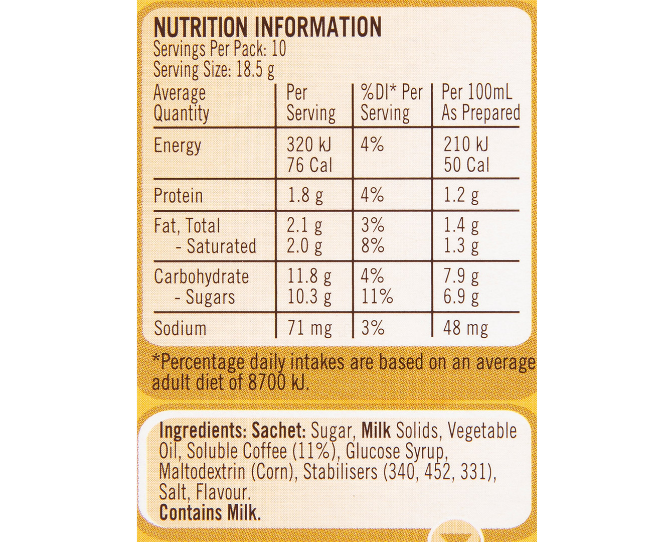 Groceryrun au 2 x nescaf vanilla latt sachets 185g 10pk