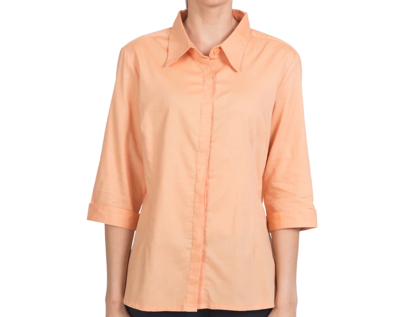Totally Corporate Women's 3/4 Sleeve Poly Cotton Blouse - Peach