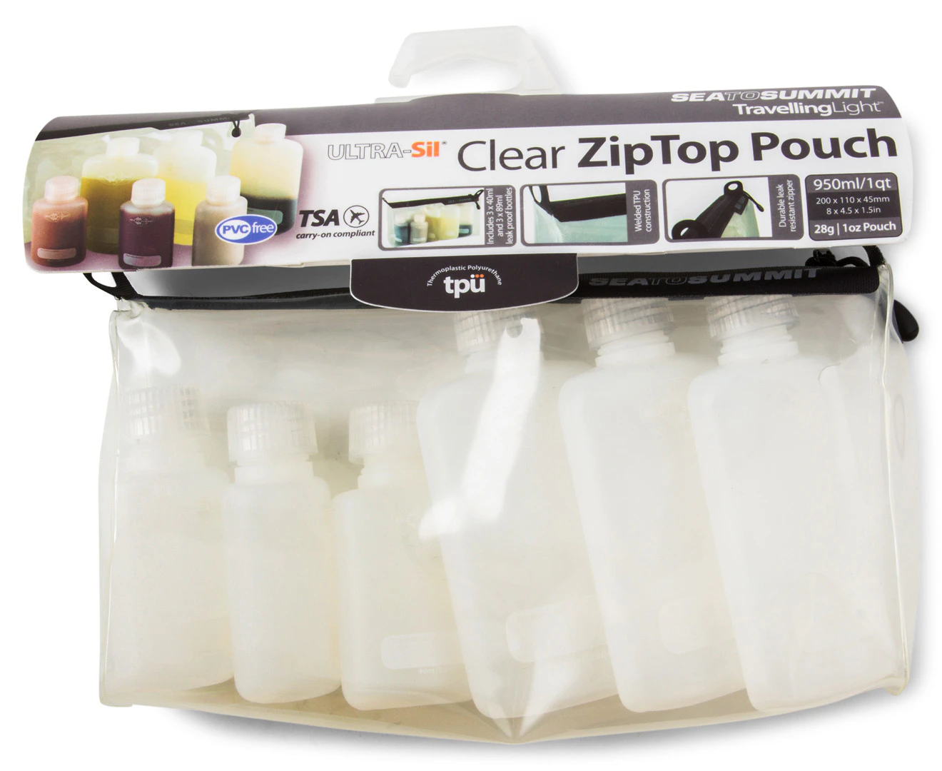 Sea to Summit Clear Zip Top Pouch with Leak Proof Bottles