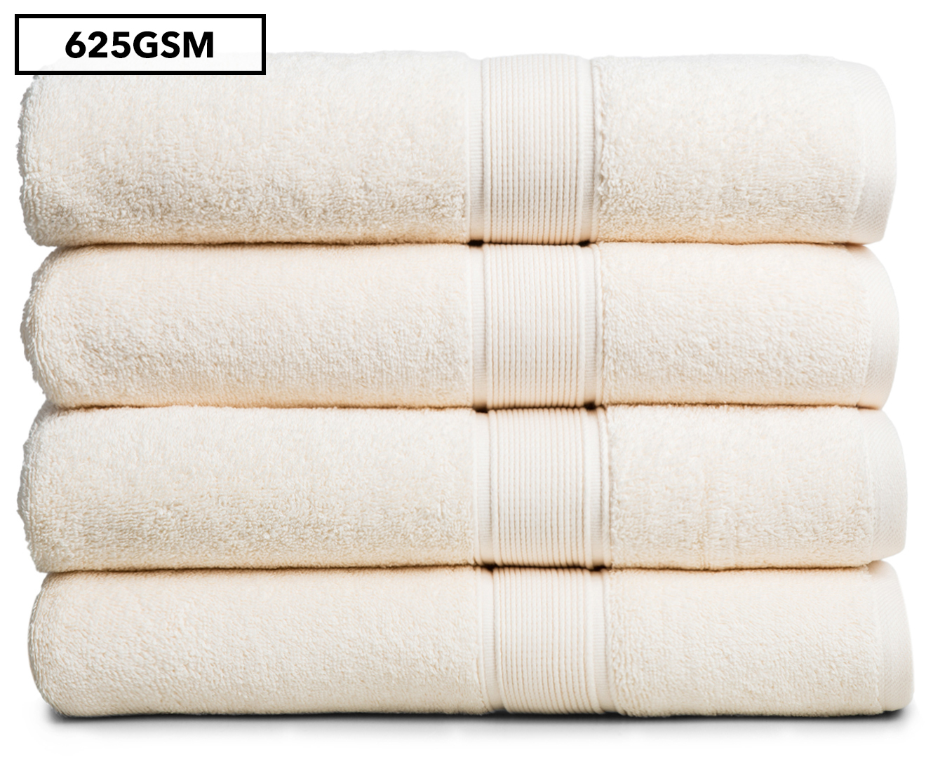 Luxury Living 70x140cm Bath Towel 4-Pack - Ivory | Catch.com.au